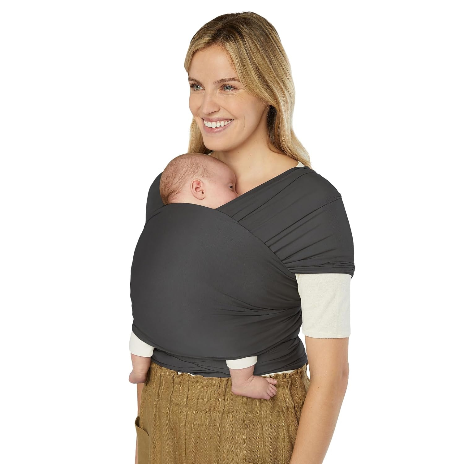 image:imageErgobaby Aura Baby Wrap Carrier for Newborn 012 Months Soft Stretchy Infant Wrap Carrier with HipHealthy Positioning PreTied Design Fits 825 lbs Twilight NavySoft Black