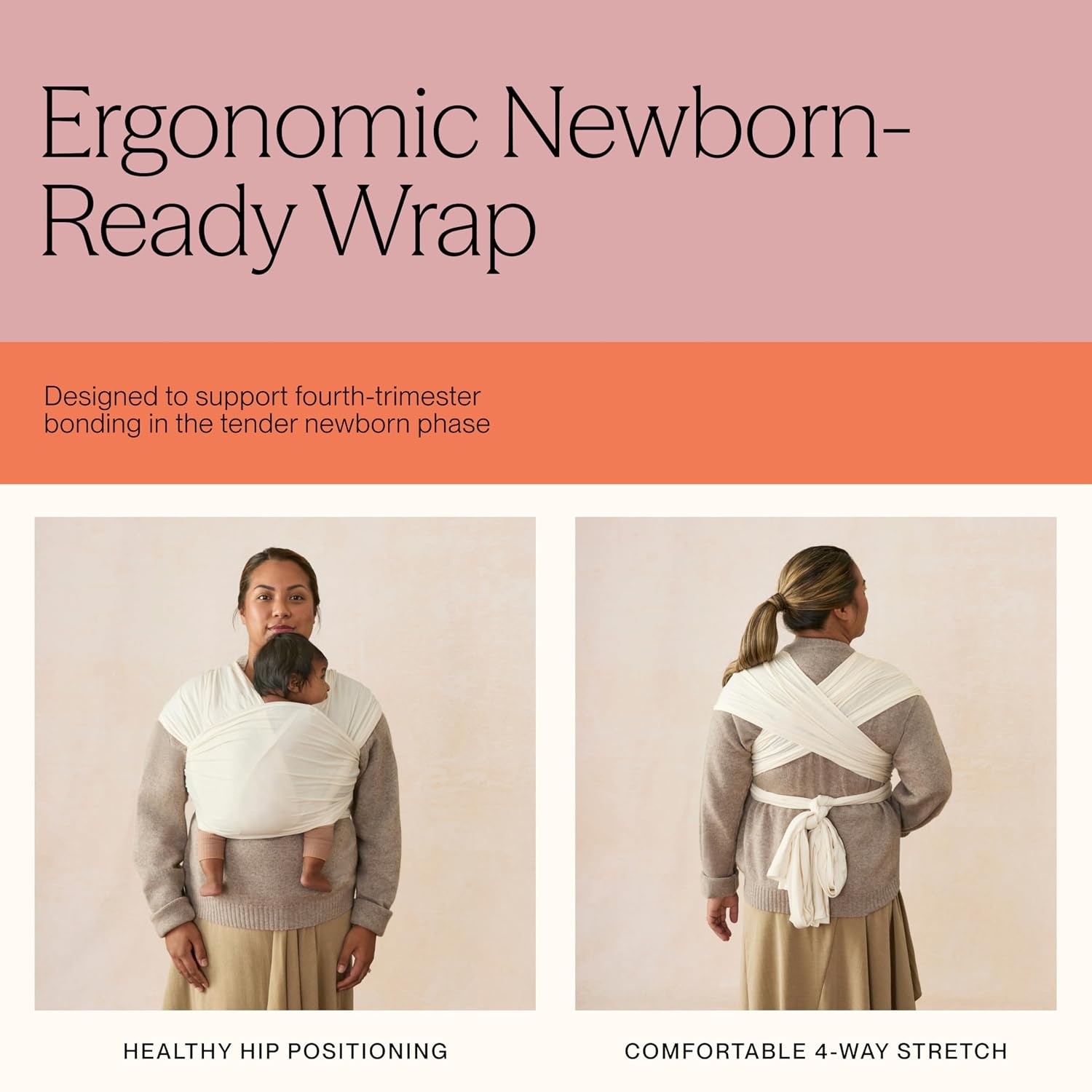 image:imageErgobaby Aura Baby Wrap Carrier for Newborn 012 Months Soft Stretchy Infant Wrap Carrier with HipHealthy Positioning PreTied Design Fits 825 lbs Twilight NavyTwilight Navy