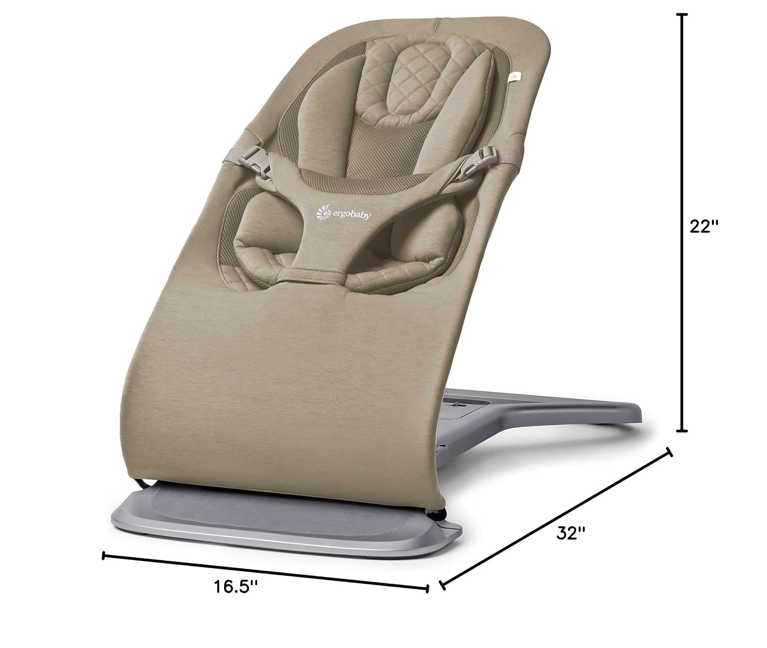 image:imageErgobaby Evolve 3in1 Bouncer Seat for Babies and Toddlers 5525 lbs Multi Position Baby Rocker Seat with Adjustable Heights Secure Harness Newborn Insert Mesh CreamSoft Olive