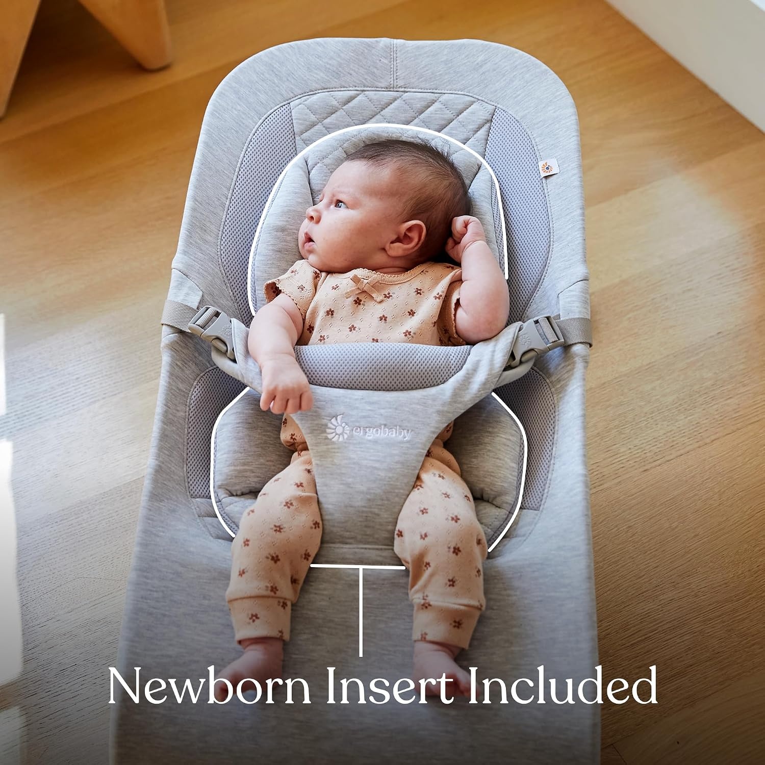 image:imageErgobaby Evolve 3in1 Bouncer Seat for Babies and Toddlers 5525 lbs Multi Position Baby Rocker Seat with Adjustable Heights Secure Harness Newborn Insert Mesh CreamSoft Olive