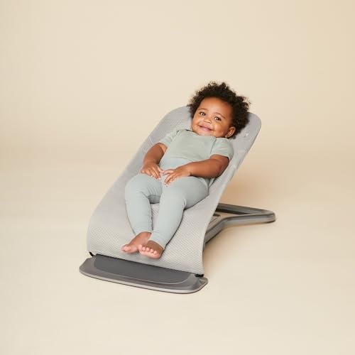 image:imageErgobaby Evolve 3in1 Bouncer Seat for Babies and Toddlers 5525 lbs Multi Position Baby Rocker Seat with Adjustable Heights Secure Harness Newborn Insert Mesh CreamGrey