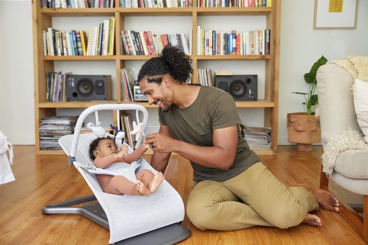 image:imageErgobaby Evolve 3in1 Bouncer Seat for Babies and Toddlers 5525 lbs Multi Position Baby Rocker Seat with Adjustable Heights Secure Harness Newborn Insert Mesh CreamOcean Wonders Light Grey