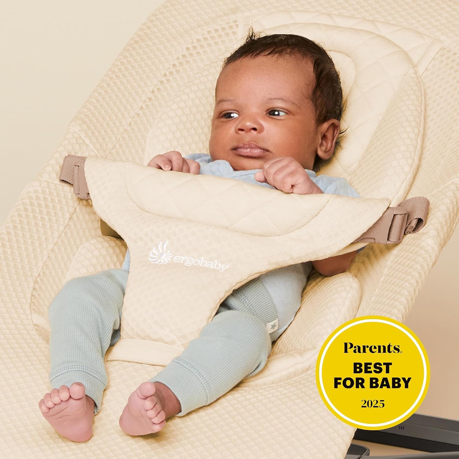 image:imageErgobaby Evolve 3in1 Bouncer Seat for Babies and Toddlers 5525 lbs Multi Position Baby Rocker Seat with Adjustable Heights Secure Harness Newborn Insert Mesh CreamCream