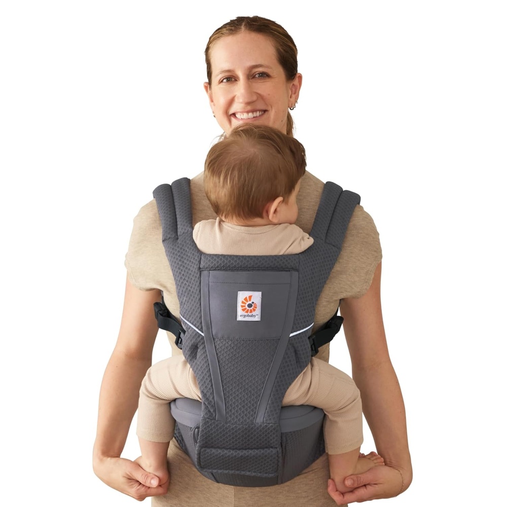 image:imageErgobaby Alta Hip Seat Baby Carrier for Babies and Toddlers 448 Months  3Position Convertible Ergonomic Baby Carrier Storage Pocket Sun Hood HipHealthy Positioning Fits 1245 lbs Onyx BlackGraphite Grey