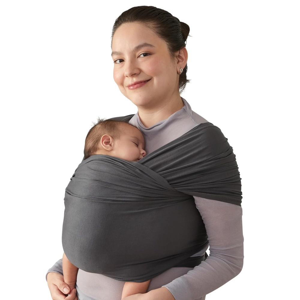 image:imageErgobaby Aura Baby Wrap Carrier for Newborn 012 Months Soft Stretchy Infant Wrap Carrier with HipHealthy Positioning PreTied Design Fits 825 lbs Twilight NavySoft Black