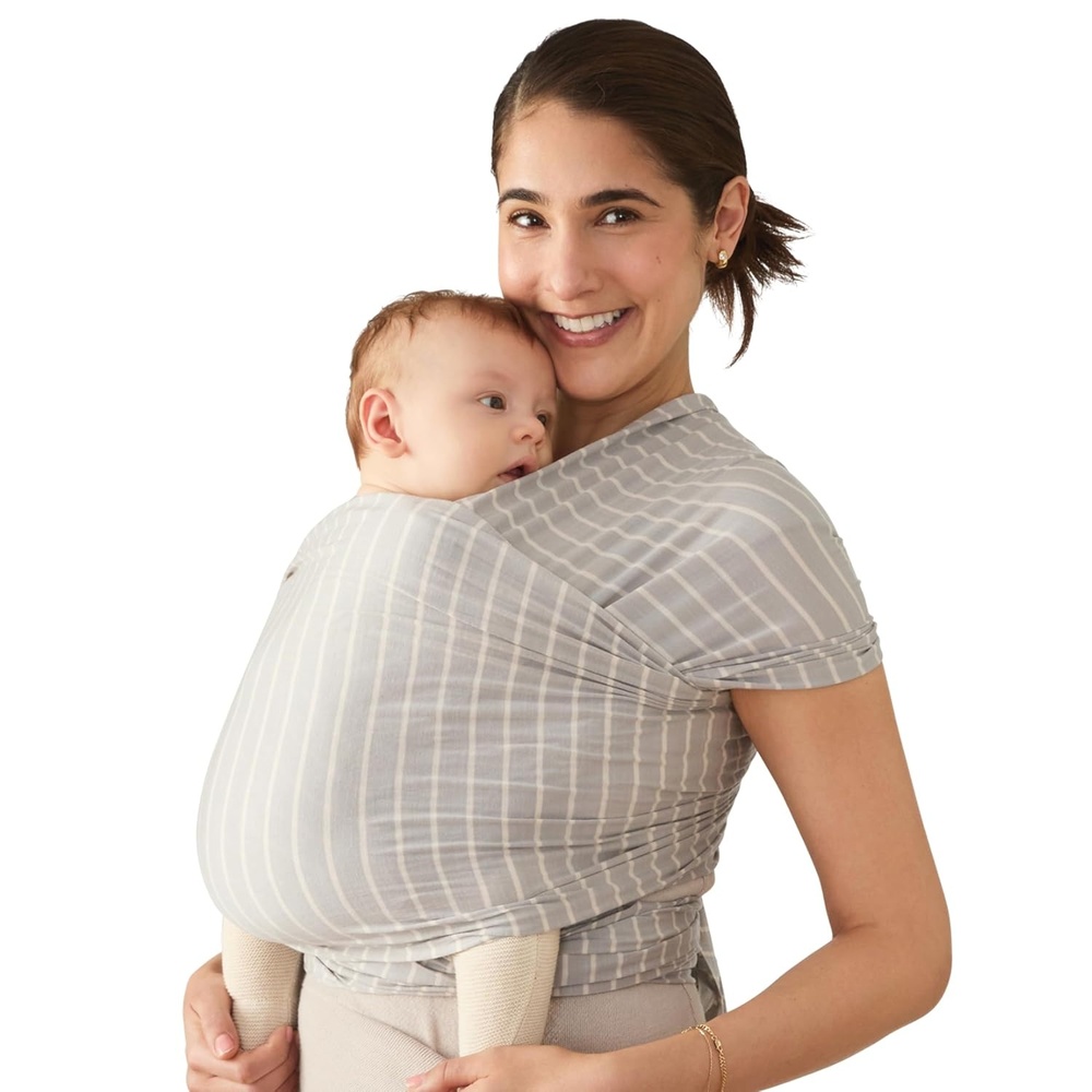 image:imageErgobaby Aura Baby Wrap Carrier for Newborn 012 Months  Soft Stretchy Infant Wrap Carrier with HipHealthy Positioning PreTied Design Fits 825 lbs Twilight NavyGrey
