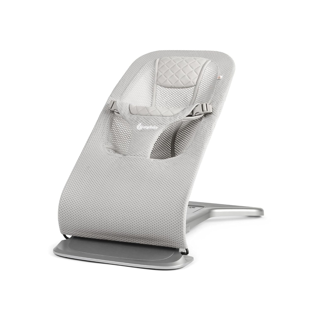 image:imageErgobaby Evolve 3in1 Bouncer Seat for Babies and Toddlers 5525 lbs  Multi Position Baby Rocker Seat with Adjustable Heights Secure Harness Newborn Insert Mesh CreamGrey