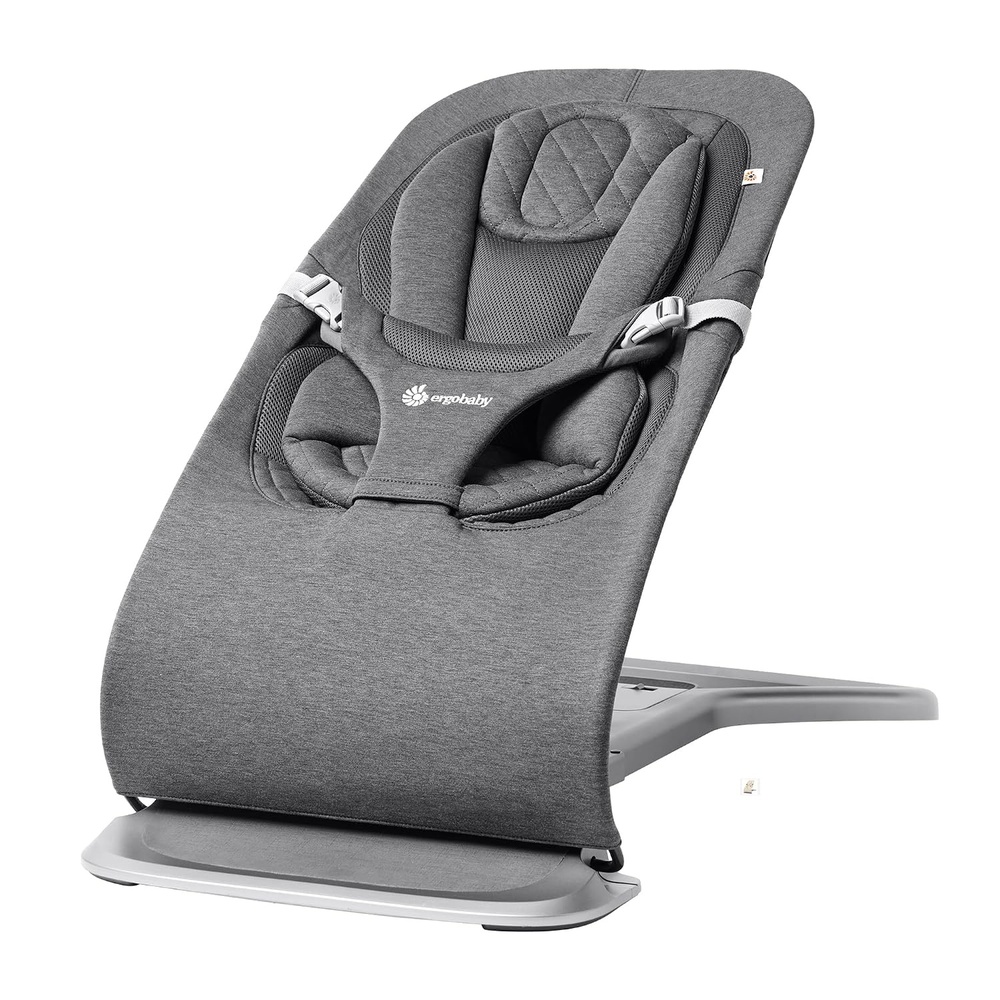 image:imageErgobaby Evolve 3in1 Bouncer Seat for Babies and Toddlers 5525 lbs Multi Position Baby Rocker Seat with Adjustable Heights Secure Harness Newborn Insert Mesh CreamCharcoal Grey