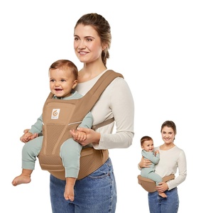 Ergobaby Alta Hip Seat Baby Carrier for Babies and Toddlers 4-48 Months | 3-Position Convertible Ergonomic Baby Carrier, Storage Pocket, Sun Hood, Hip-Healthy Positioning, Fits 12-45 lbs, Onyx Black(Camel Brown)