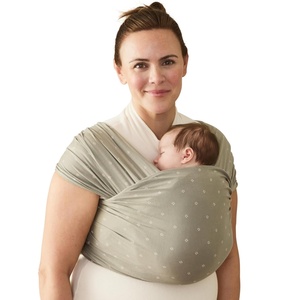 Ergobaby Aura Baby Wrap Carrier for Newborn 0-12 Months | Soft Stretchy Infant Wrap Carrier with Hip-Healthy Positioning, Pre-Tied Design, Fits 8-25 lbs, Twilight Navy(Olive Diamonds)