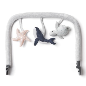 Ergobaby Evolve 3-in-1 Bouncer Seat for Babies and Toddlers 5.5-25 lbs | Multi Position Baby Rocker Seat with Adjustable Heights, Secure Harness, Newborn Insert, Mesh Cream(Ocean Wonders Light Grey)