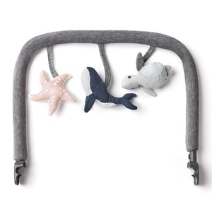 Ergobaby Evolve 3-in-1 Bouncer Seat for Babies and Toddlers 5.5-25 lbs | Multi Position Baby Rocker Seat with Adjustable Heights, Secure Harness, Newborn Insert, Mesh Cream(Ocean Wonders Charcoal Grey)